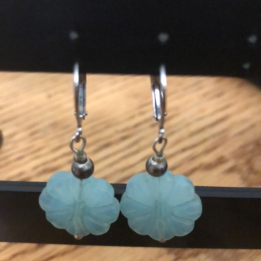 Green floral earrings